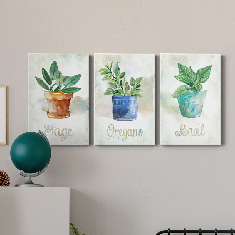 Pots Basil - ensemble de 3 toiles tendues, H 36 po x l 24 po x P 1 po