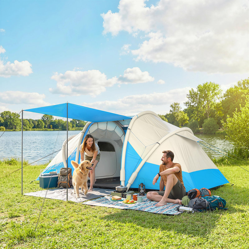 4 Person Tent, Blue/White/Grey
