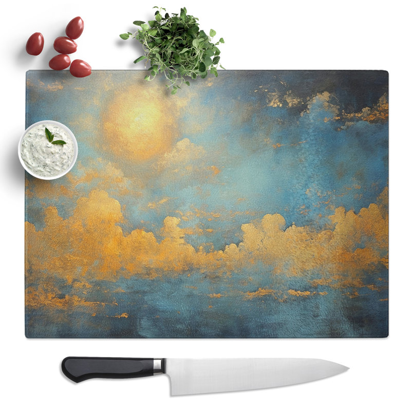 Cloudy Sky Art Deco  Glass Chopping Board