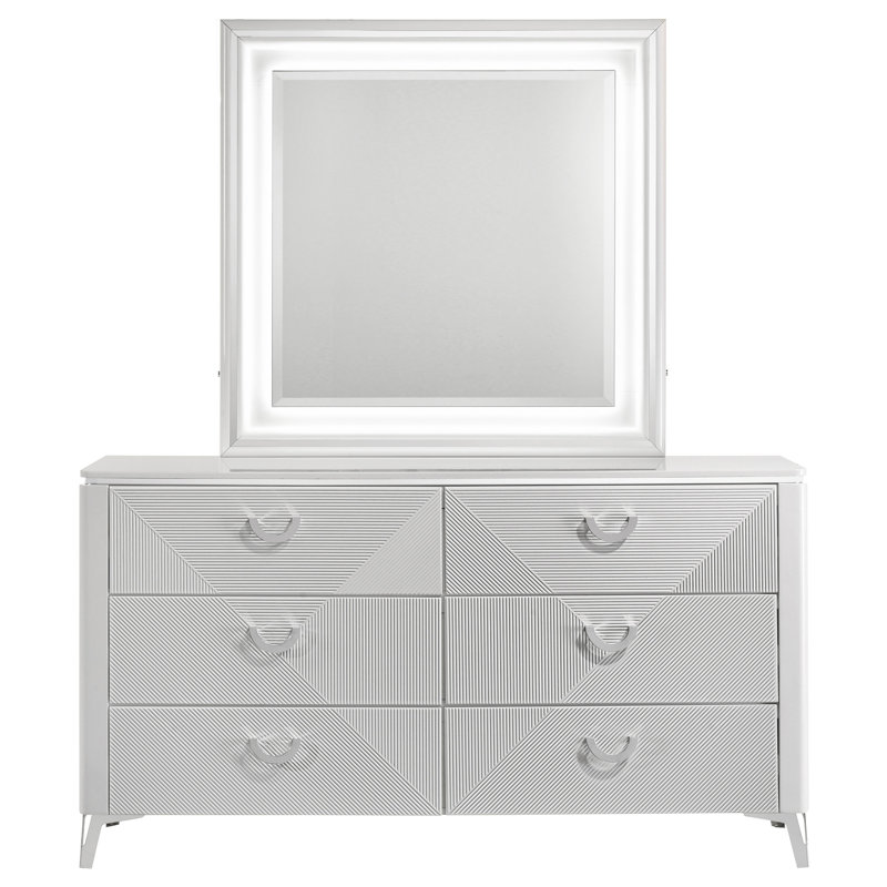 Commode 6 tiroirs avec miroir Cassia
