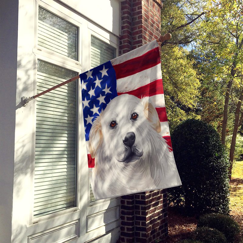 Polyester à 2 côtés 28 x 40 po drapeau maison, Kuvasz