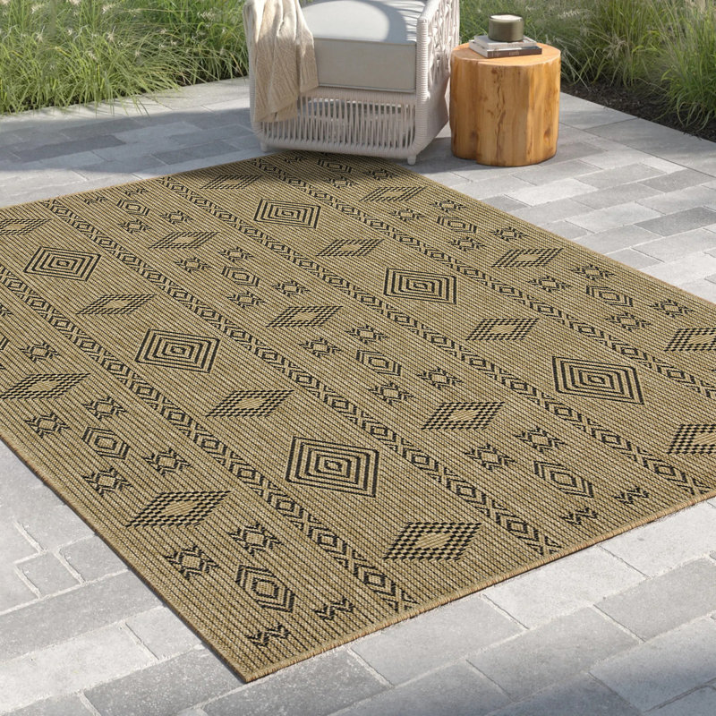 Earth GC_NTL1001 Jute/Black 7 Ft. 10 In. X 10 Ft. 3 In. Indoor/Outdoor Area Rug, Jute/Black, Rectangle 7'10" x 10'3"