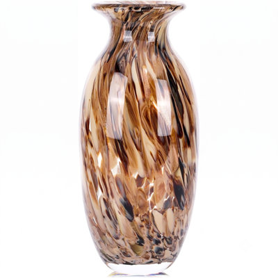 Glass Amber Patterned Rounded Tall Vase