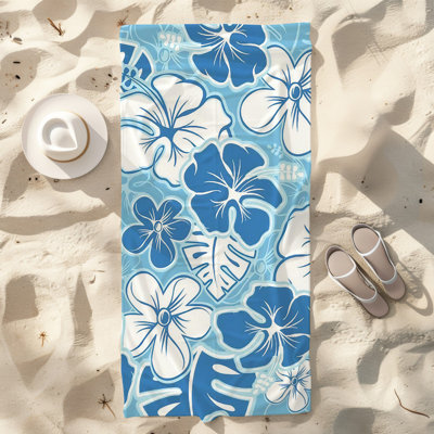  Serviette de plage en microfibre légère, absorbante et sans décoloration, 30 po x 60 po, Hibiscus hawaïen
