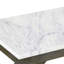 Console de canapé Agas de 41 pouces, plateau en marbre véritable blanc, structure géométrique en bois de manguier gris cendré délavé sablé