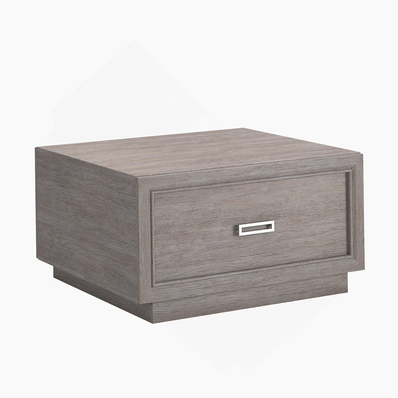 Table basse moderne et minimaliste gris moyen avec tiroir spacieux et tablette ouverte