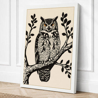 Owl in Balance Botanical - Wrapped Canvas