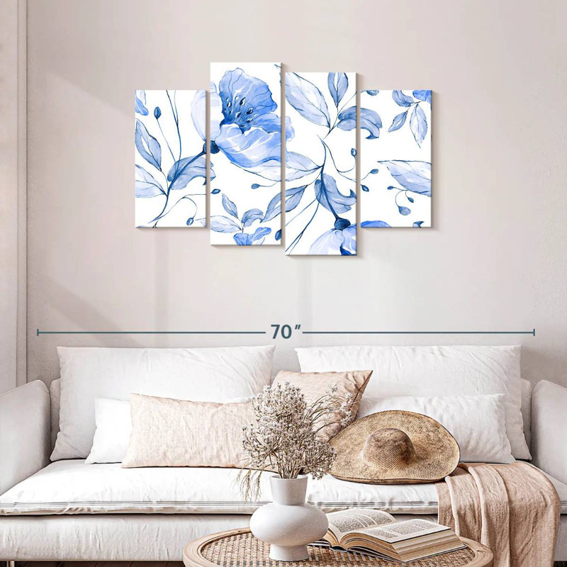 Harnek fleurs bleues printanières, H 27 po x l 43 po