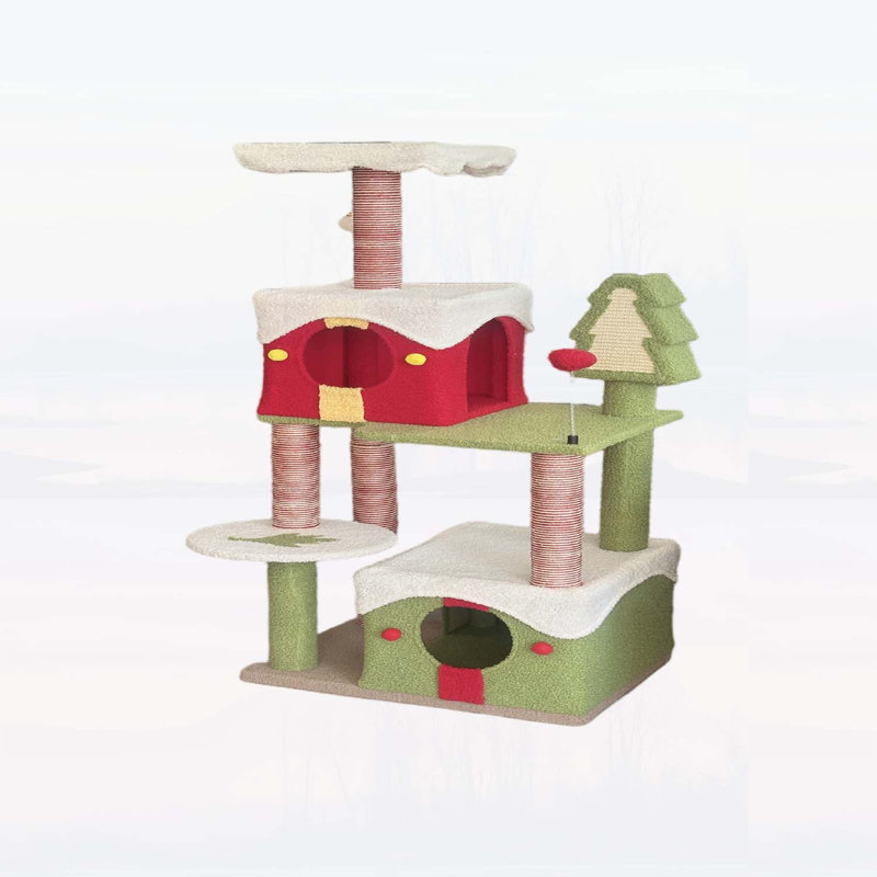Arbre à chat à plusieurs niveaux avec conception robuste et condos moelleux pour jouer et se détendre