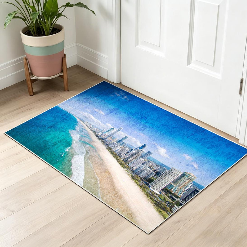 Tapis d'intérieur doré lavable à la machine, de Paradise Coast, Australie, Rectangle 32 po x 47 po