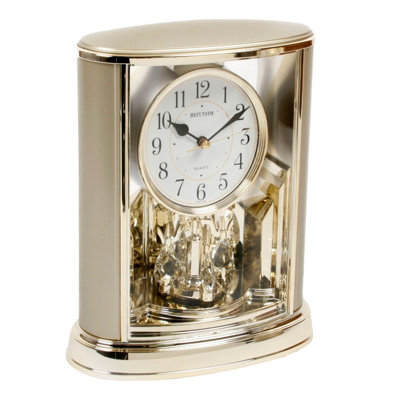 Hessler Analogue Plastic / Acrylic Quartz Movement / Crystal Tabletop Clock Gold