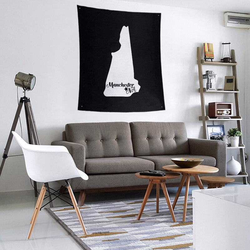 Tapisserie murale Manchester, New Hampshire, H 27,5 po x l 37,5 po, Noir