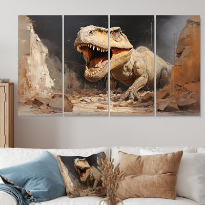 «Brown Dinosaur Canyon II» - art mural 4 pièces