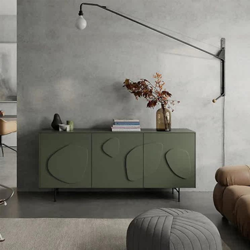 Armoire latérale moderne à motif irrégulier, Noir/vert