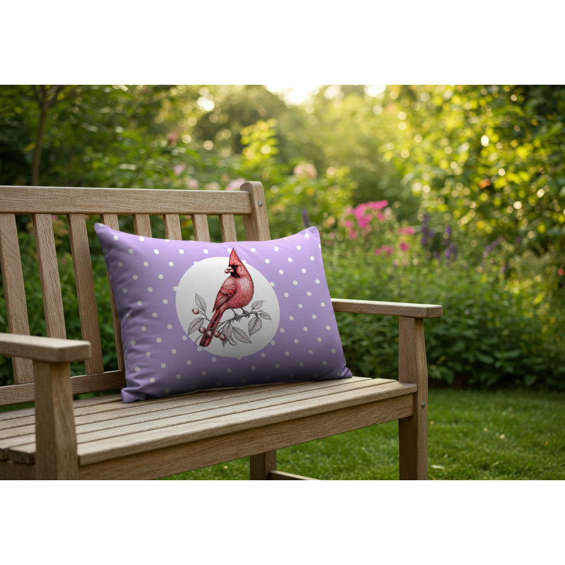 Oreiller réversible intérieur / extérieur Red Cardinal, 20 po x 14 po, Lavande