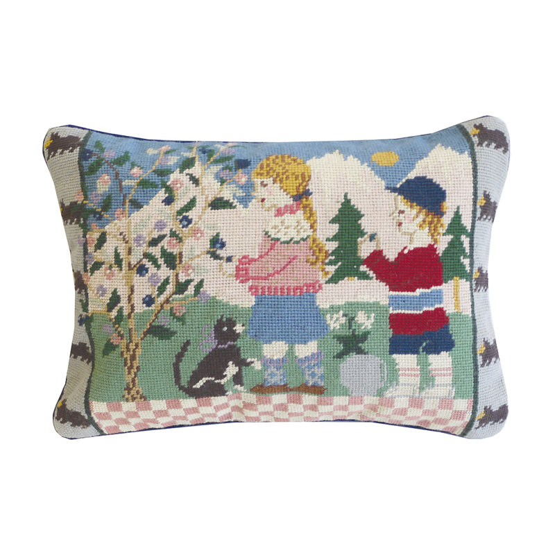 Spring Children Needlepoint Throw Pillow