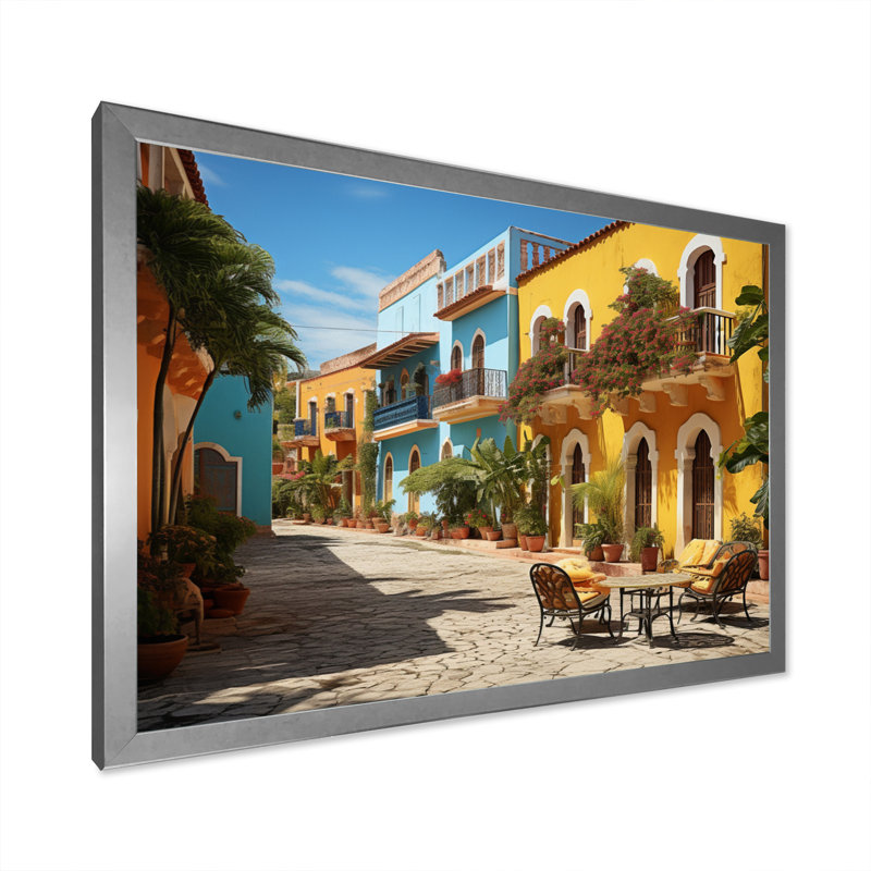 Caraibe City Charm Photo - reproduction sur toile, H 30 po x l 40 po x P 1,5 po, Cadre simple argenté