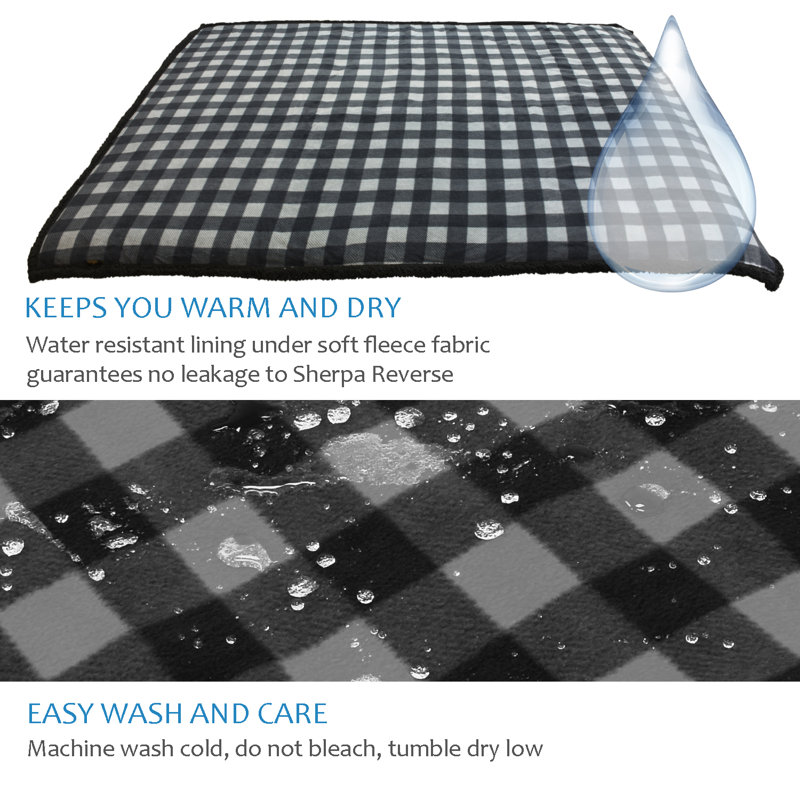 Catalonia Waterproof Blanket, Gray Plaid/Black
