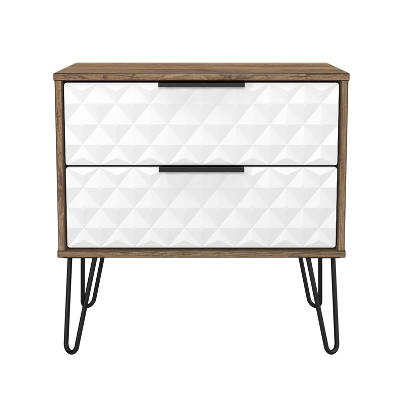 Harlequin 58cm W Manufactured Wood Bedside Table, White/Brown