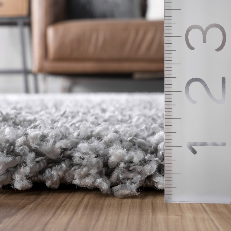 Tapis à poils longs contemporain Marleen, Carré 10 pi