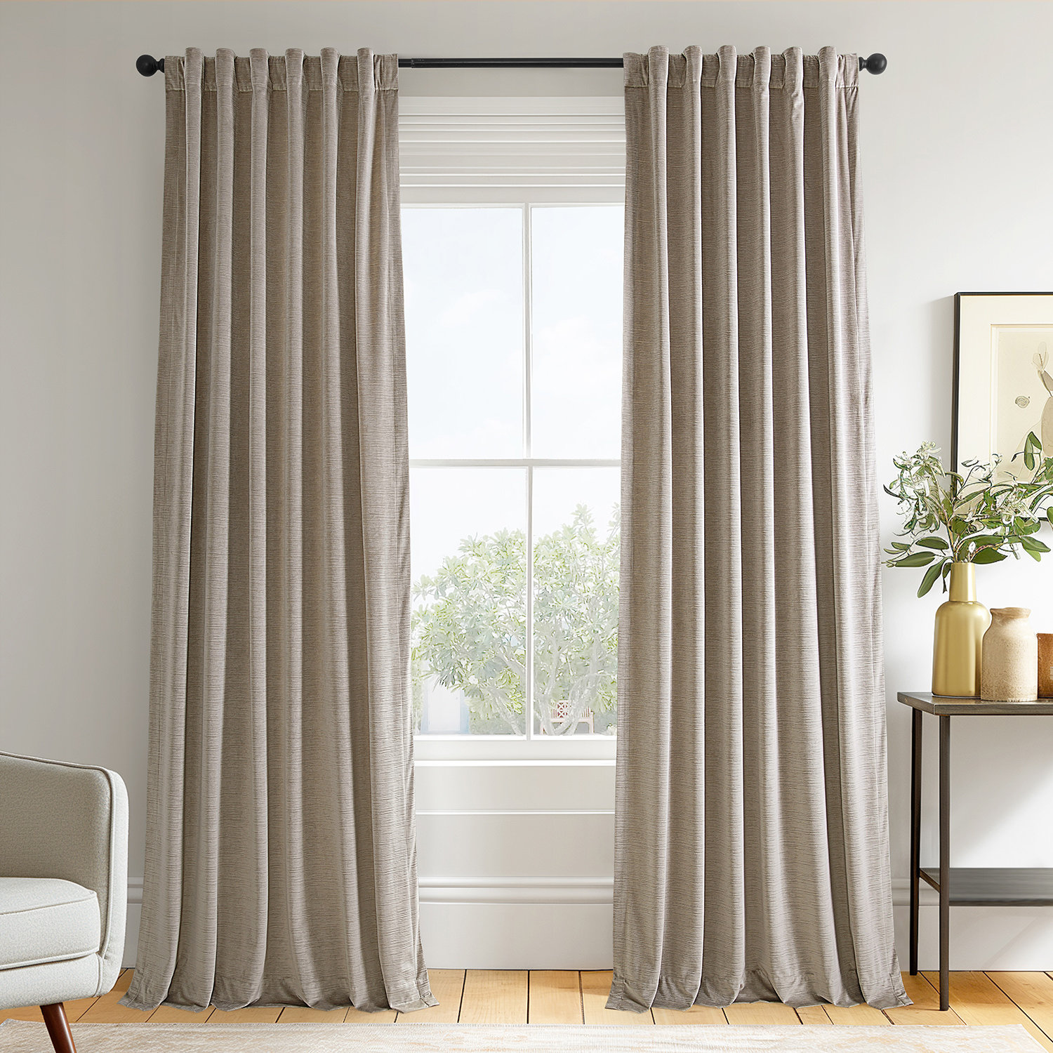 Hartley Ravello Burnout Velvet Curtain, White, 50" W x 96" L