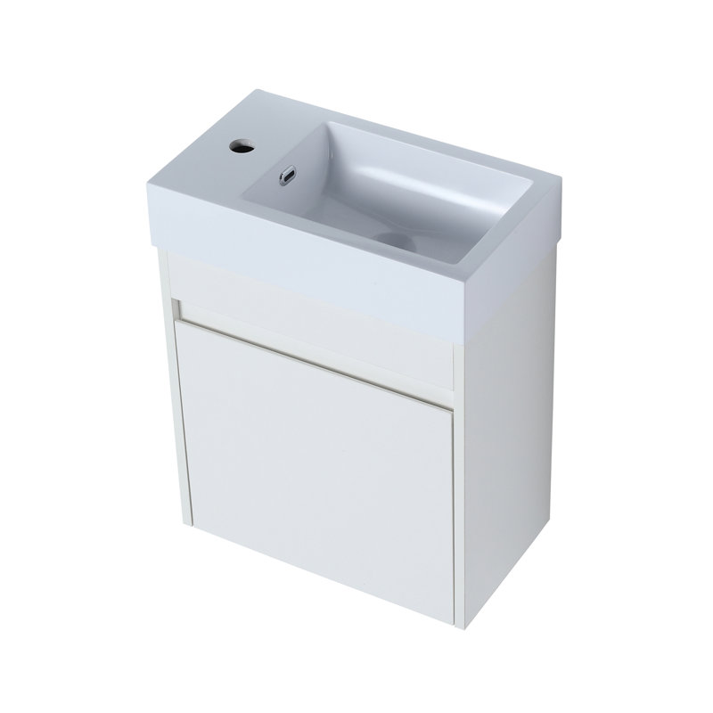 18.1'' Single Bathroom Vanity with Ceramic Top, White