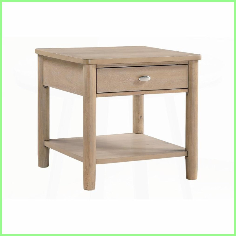 Table basse classique classique en métal brossé avec tiroir et amp; Tablette, peu encombrante pour le salon