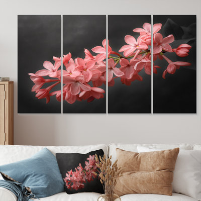 «Pink Black Lilacs Garden Glamour» - ensemble d'art mural sur toile lilas