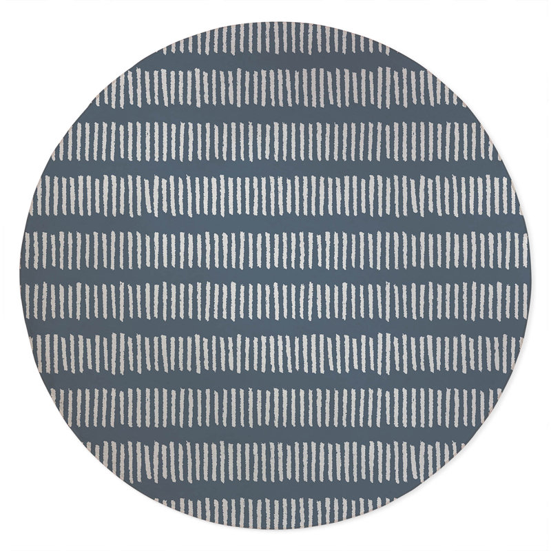 Fencing Rows Non-Slip Outdoor Rug, Round 5'