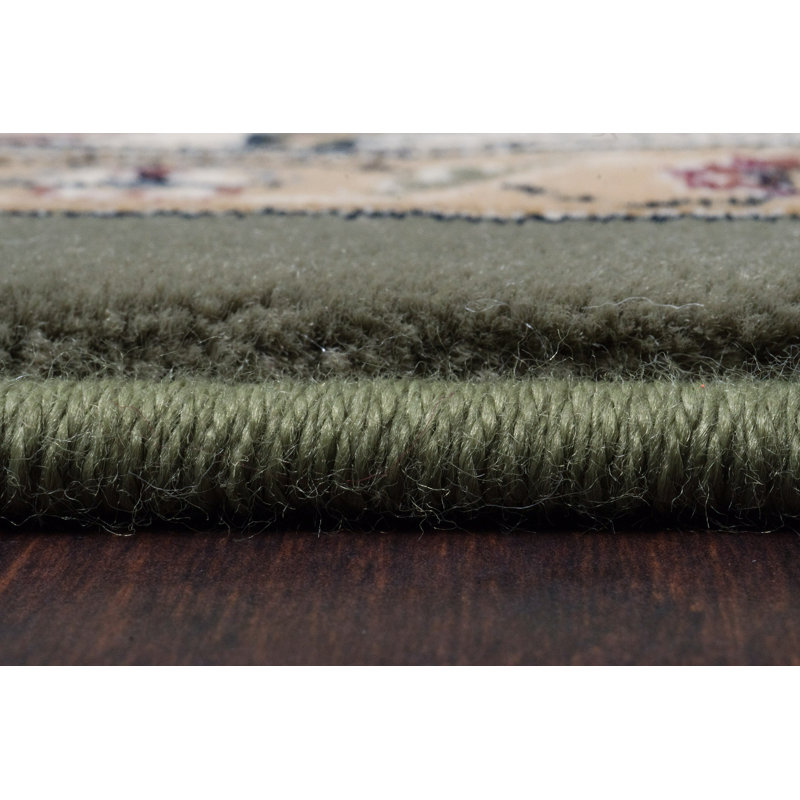 Tapis vert / ivoire Attell, Ovale 2 pi 7 po x 4 pi 7 po