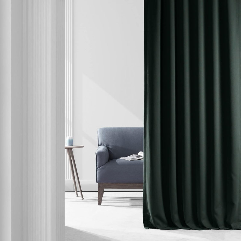 Betria 50" W Polyester Room Darkening Single Panel Curtain, 50" W x 96" L, Dark Mallard Green