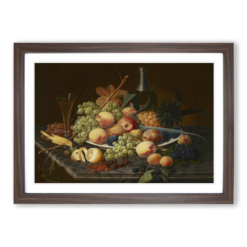 Still Life with Flowers and Fruit Vol.6 by Severin Roesen - Picture Frame Painting, Walnut, 27cm H x 36cm W x 2cm D