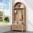 Natural-Colored Farmhouse-Style Entryway Coat Rack, Four-In-One Multi-Functional, Includes Hooks, Shoe Rack, Bench, And Hallway Use.-299365112