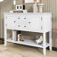 Ample console de rangement rétro avec quatre petits tiroirs et une tablette inférieure pour les salons, les entrées et les cuisines (blanc)-130482161-130482164-130482165