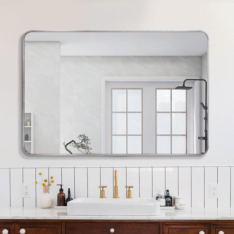 Miroir de salle de bain 30x40 ", Argent argent, Rectangulaire, 30 po x 40 po