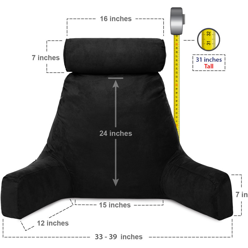 Bed Rest Pillow Cover & Insert, Stable Black