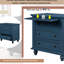 3 armoires de rangement bleues, idéales pour garder votre maison organisée avec 3 tiroirs, plateau de table de bout polyvalent-1429246229