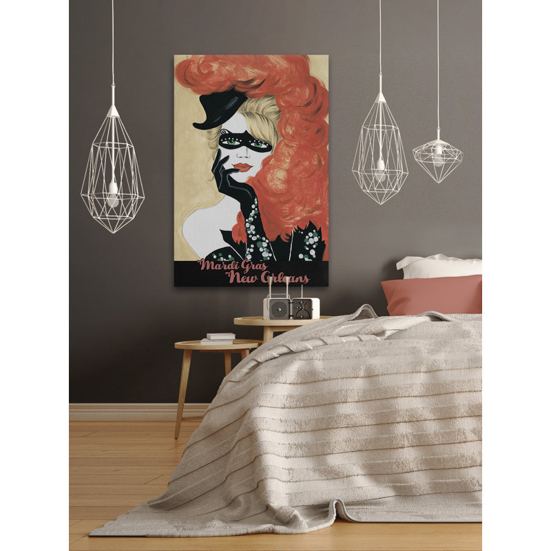 «New Orleans Gras» par - peinture sur toile tendue, H 12 po x l 8 po x P 1,5 po