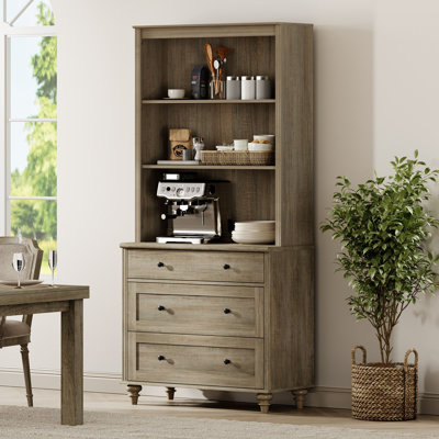 72.1'' Tall Kitchen Pantry Cabinet With 3 Drawers And Adjustable Shleves, Wash Gray