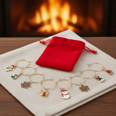 Ensemble de 20 breloques de Noël assorties avec sac de rangement en velours pour le souper de Noël