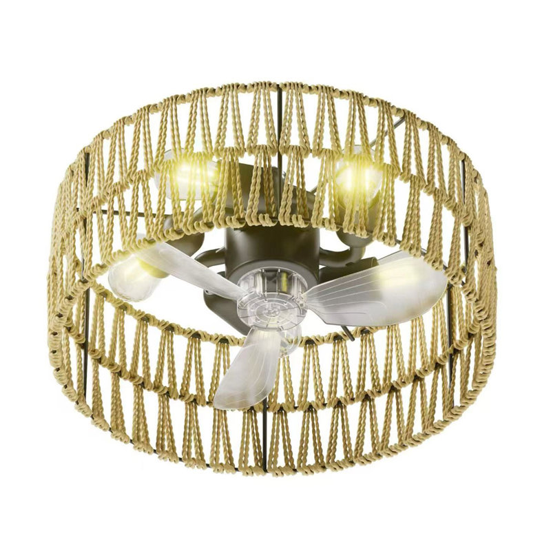 Ventilateur de plafond de petite taille à 3 pales avec télécommande, ventilateur de plafond à profil bas pour cuisine - (n'inclut pas les ampoules)