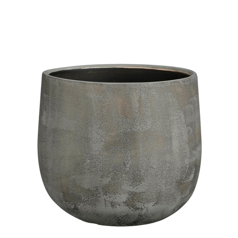 Afzal Ceramic Pot Planter, Grey, 19cm H x 21cm W x 21cm D