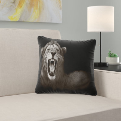 Animal Lion Displaying Fiery Face Pillow