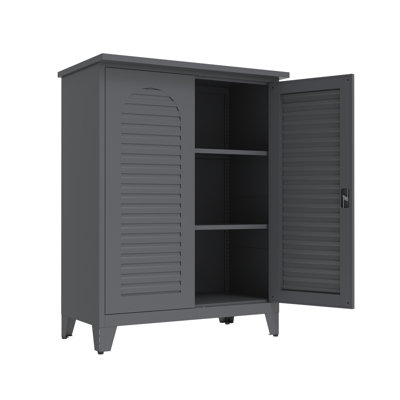 Grande armoire de rangement pour outils en métal, avec amplement d'espace de rangement pour le garage, l'entrepôt, le jardin, le bureau, le salon, la salle de bain et la buanderie (ardoise)