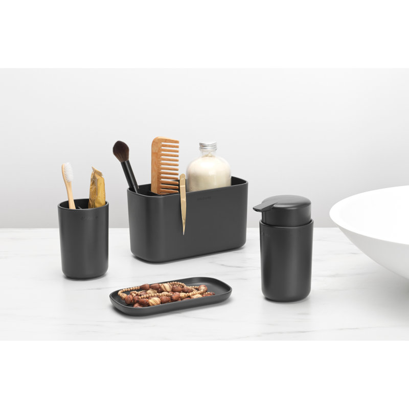Ensemble d'accessoires de comptoir de salle de bain - Distributeur de savon et plateau de rangement pour salle de bain Brabantia Renew