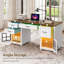Bureau de direction 58 po, bureau d'ordinateur de ferme avec tiroirs et classeur, bureau personnel en bois avec prise de courant et lumière DEL, espace de travail pour écrire-722675905