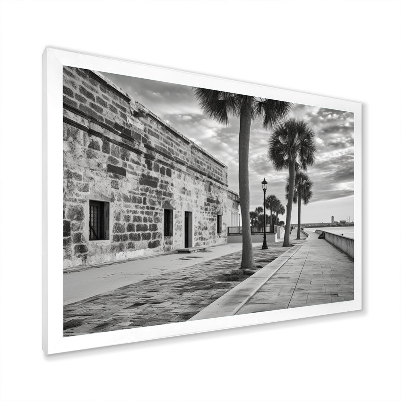 «Black and White Florida Sunshines State I», reproduction d'art sur toile, H 12 po x l 20 po x P 1 po, Cadre photo blanc