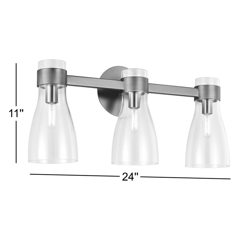 Dimmable Vanity Light, Clear, 3, Polished