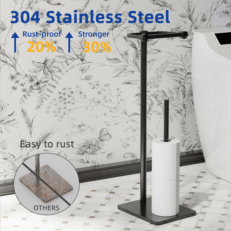 Free Standing Toilet Paper Holder, Black