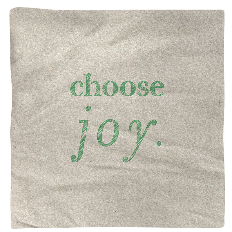 Serviette à citation manuscrite choose joy, L 10 po x l 10 po, Blanc / Vert, Polyester